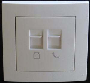 7773 Levina Kunststoff 1 x RJ45 + RJ11 ISDN Cat-5 Dose Wei�