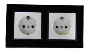 7844 Abelka Nuovo schwarz GLAS 2 x  Schukosteckdose 230 Volt 16 Ampere