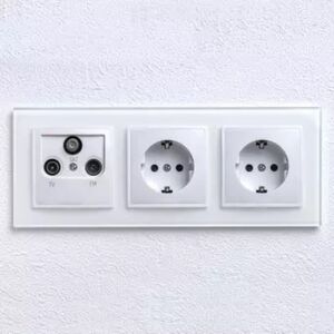 7869 Abelka Nuovo wei 1 x Antennen Dose 2xSchukodose 230 Volt 16 Amp.