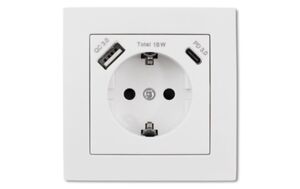 7895 Levina 1-er Schukodose 2xUSB QC3.0+PD3.0 wei�er Rand