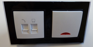 7970 Abelka Nuovo schwarz GLAS RJ45-RJ11 + Schukodose 230 Volt