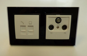 7971 Abelka Nuovo schwarz GLAS RJ45-RJ11 + Antennendose