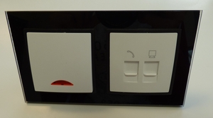 7976 Abelka Nuovo schwarz GLAS Wechsel Schalter + Dimmer