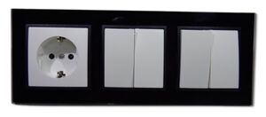 8704 Abelka Nuovo schwarz 1 x Schuko 2 x Serien Schalter 230 Volt