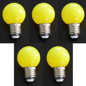7362 LED Tropfen Lampe 1 Watt gelb Sockel E-27 5-er SET