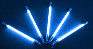 9277 LED Stab Leuchte 5LS 5x10 Watt a 65cm blau 