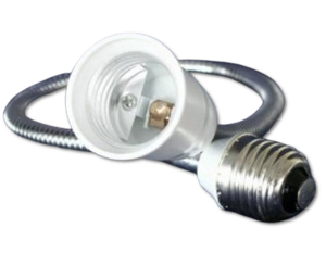 2103 Adapter von E-27 auf Sockel E-27 mit 50 cm Schwanenhals Metall