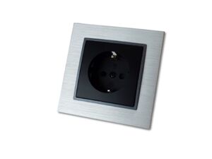 2509 ABELKA ALU si/sw Steckdose Schraubanschluss 230 Volt 16 Ampere