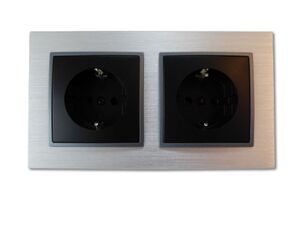 2548 ABELKA ALU schwarz 2x Steckdose Steckanschlu� 230Volt 16A
