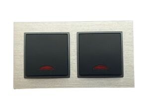 2558 ABELKA ALU si/sw 2xSchalter mit Kontroll Leuchte 230 Volt 10 A