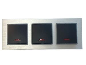 2595 ABELKA ALU si/sw 3x Schalter mit Kontroll Leuchte 230Volt 10 Amp.