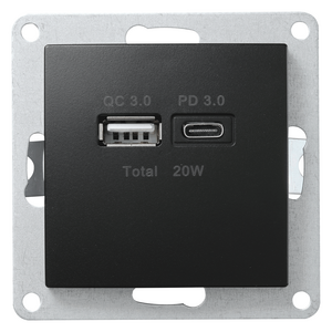 2800 Einsatz schwarz 2x USB Ladedose 5 Volt