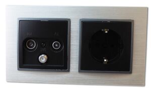 2998 ABELKA ALU si/sw 1x Steckdose 1x Antennendose