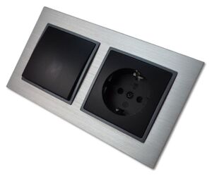 3174 ABELKA ALU si/sw 1x Wechselschalter 1x Schukodose