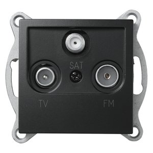 3184 ABELKA ALU silbern/schwarz 2xSteckdose 230Volt 16A 1xAntennendose