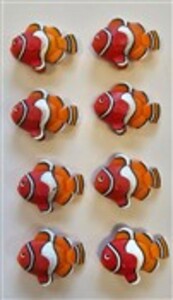 3218 Fische 8er Pack DEKO Clown Fische klein Mehrfarbig