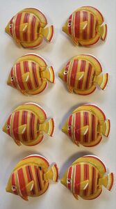 3235 Fische 8er Pack Gelb / Rot bewegliche Schwanzflosse