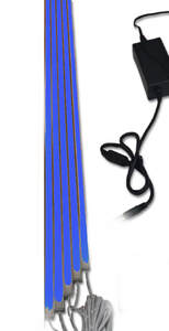 3859 LED Leuchte 5x50cm schwarz Kunststoff Schiene +Netzteil Blau