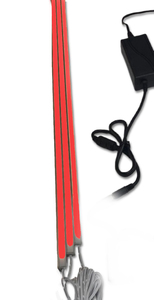 3925 LED Leuchte 3x100cm schwarze Kunststoff Schiene ROT + Netzteil