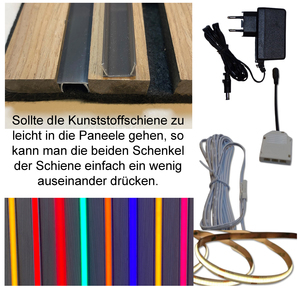 4206 LED Leuchte Kunststoff Schiene schwarz 50cm + Netzteil GELB