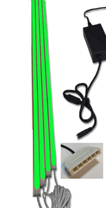 4574 LED Leuchte 4x150cm schwarze Kunststoff Schiene Netzteil Gr�n