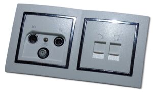 9522 Levina S 2-er 1xAntenne 1x RJ45 + RJ11 silb. Rand 