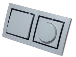 9526 Levina S 2-er 1 x Taster 1 x Dimmer 7-110 Watt silberne Rand