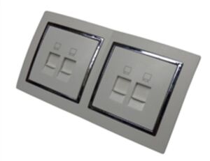 9554 Levina S 2-er Netzwerk Dose silberner Rand