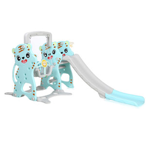 Baby Vivo Spielplatzschaukel / Spielgerüst mit Rutsche für Indoor Outdoor in Türkis / Grau