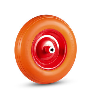 MAXCRAFT Schubkarrenrad mit Achse aus Vollgummi - Orange/Rot