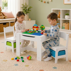 Baby Vivo Kindersitzgruppe mit multifunktionalem Tisch und 2 St�hlen aus Holz - Moritz