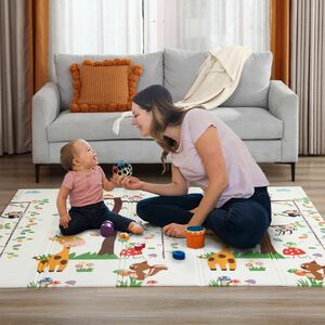 Baby Vivo Spielmatte / Spielteppich fr Kinder doppelseitig mit Tieren 200 x 180 cm - Zoo