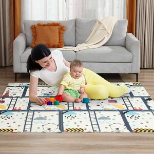 Baby Vivo Spielmatte / Spielteppich fr Kinder doppelseitig mit Wald 200 x 180 cm - Br