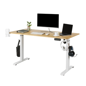 Makika H�henverstellbarer Schreibtisch elektrisch 140 x 70 cm - Eiche Wei�