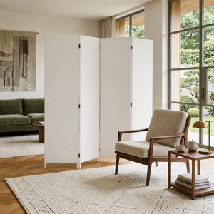 Makika Trennwand / Raumteiler aus Papier und Holz Faltbar - Wei� Eckig