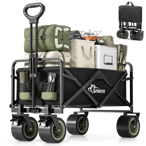 SAMAX Faltbarer Bollerwagen Offroad Camping Edition bis 200 kg - Schwarz / Matcha Gr�n