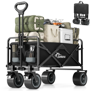 SAMAX Faltbarer Bollerwagen Offroad Camping Edition bis 200 kg - Schwarz / Grau
