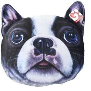 Boston Terrier Kopf Pl�sch Kissen Kuschelkissen Dekokissen Sofakissen 40cm 