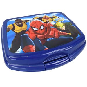 Brotdose fr Kinder 16,5x13,5x6 cm aus Kunststoff in Blau mit Spiderman Motiv