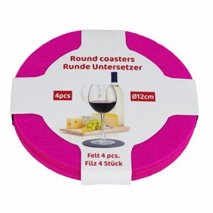 Untersetzer 4erSet Filz pink 12cm Glasuntersetzer rund Filzuntersetzer