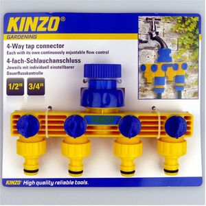 Wasserverteiler 4 Fach Schlauchanschluss f�r 3/4 mit regelbarem Wasserdurchfluss