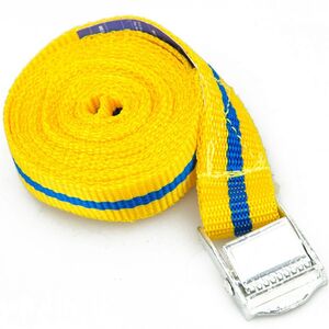 Spanngurt ca. 2,5 x 250 cm in Gelb / Blau mit Schnellverriegelung Zurrgurt
