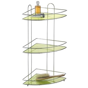 Eckregal Bad verchromt silber mit 3 B�den gelbe Einlage Napoli Eckablage