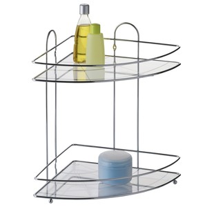 Bad Eckregal verchromt silber 2 B�den transparente Einlage H�ngeregal Eckablage
