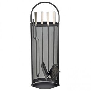 Kaminbesteck 5-teilig 23x66x15cm schwarz Kamin Set Kamingarnitur Edelstahlgriff