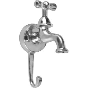 Wandhaken Wasserhahn ca. 18,5 cm Aluminium poliert Handtuchhaken Garderobenhaken