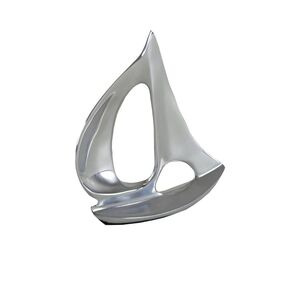 Skulptur Boot modern silber poliert 20,5x17,5cm Figur Deko Aluminium Dekofigur