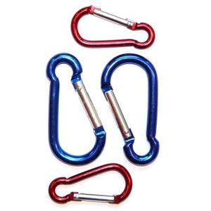 Karabinerhaken 4er-Set zweifarbig rot/blau Aluminium Karabiner mit Schnapphaken