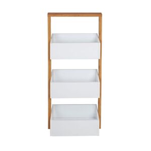 Regal 3B�den Bambus wei� 76x28x15cm Wandregal B�cherregal Bambusregal Badregal