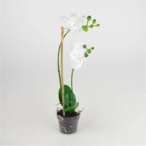 Kunstspflanze Orchidee wei� ca. 45cm hoch Dekoorchidee in Erde aus Kunststoff